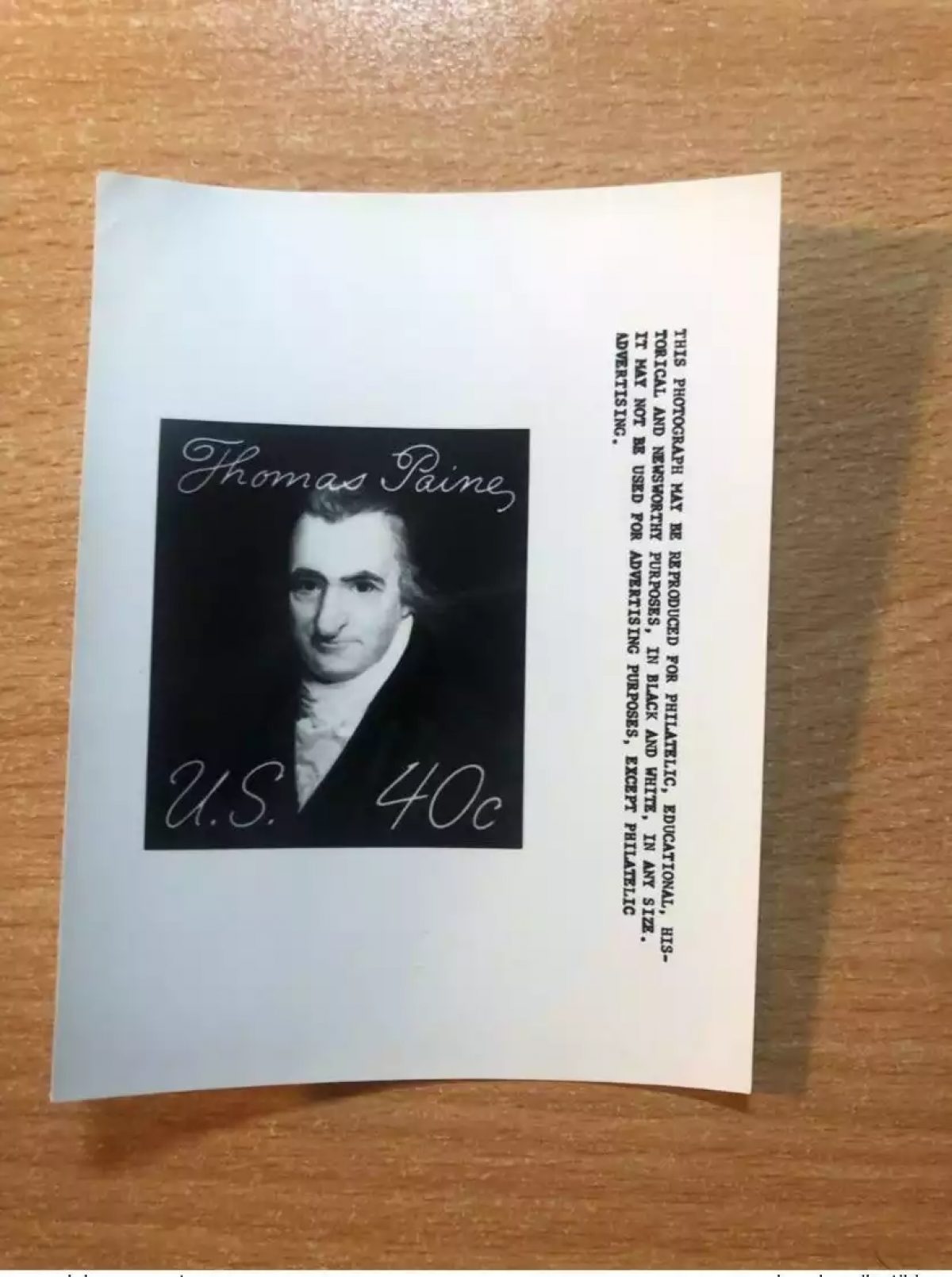 USA Etats-Unis USPS - Epreuve Photo Publicity Essay Kodak Thomas Paine
