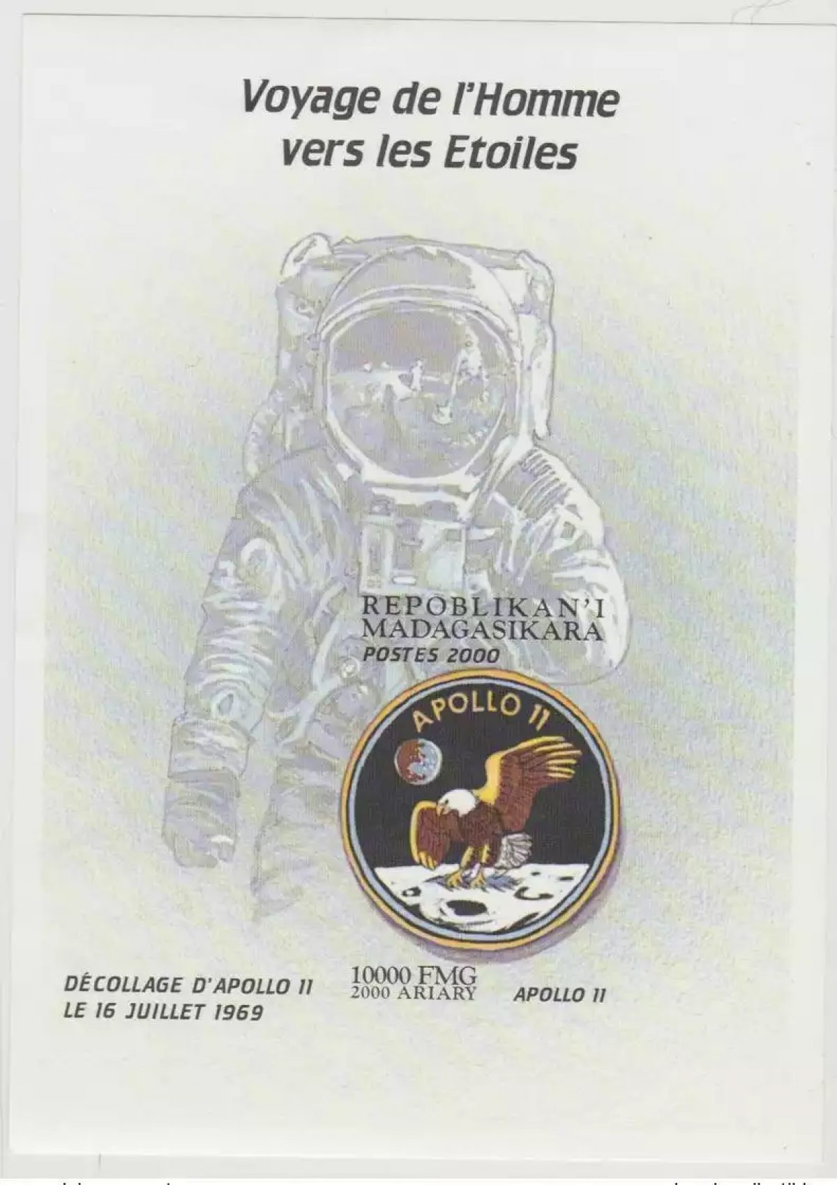 Madagascar 2000 Mi. Bl. 314 Apollo 11 Man's Journey to the Stars IMPERF