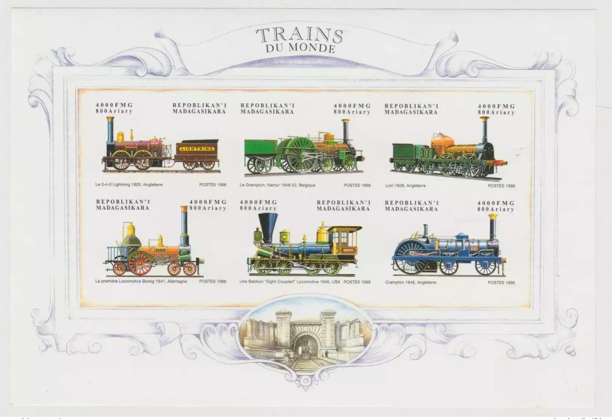 Madagascar 1998 / 1999 Mi. 2267 - 2272 Trains du Monde Locomotives IMPERF ND