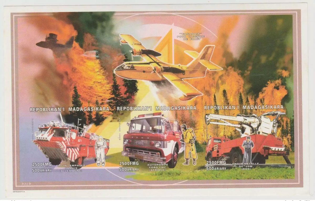 Madagaskar 1999 Mi. 2370-2372 Feuerwehr Canadair LKW UNGEZÄHNT