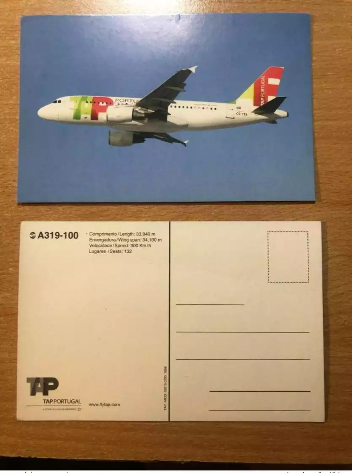 TAP Air Portugal A319-100 Airbus Postcard Star Alliance Avion Airplane Flugzeug