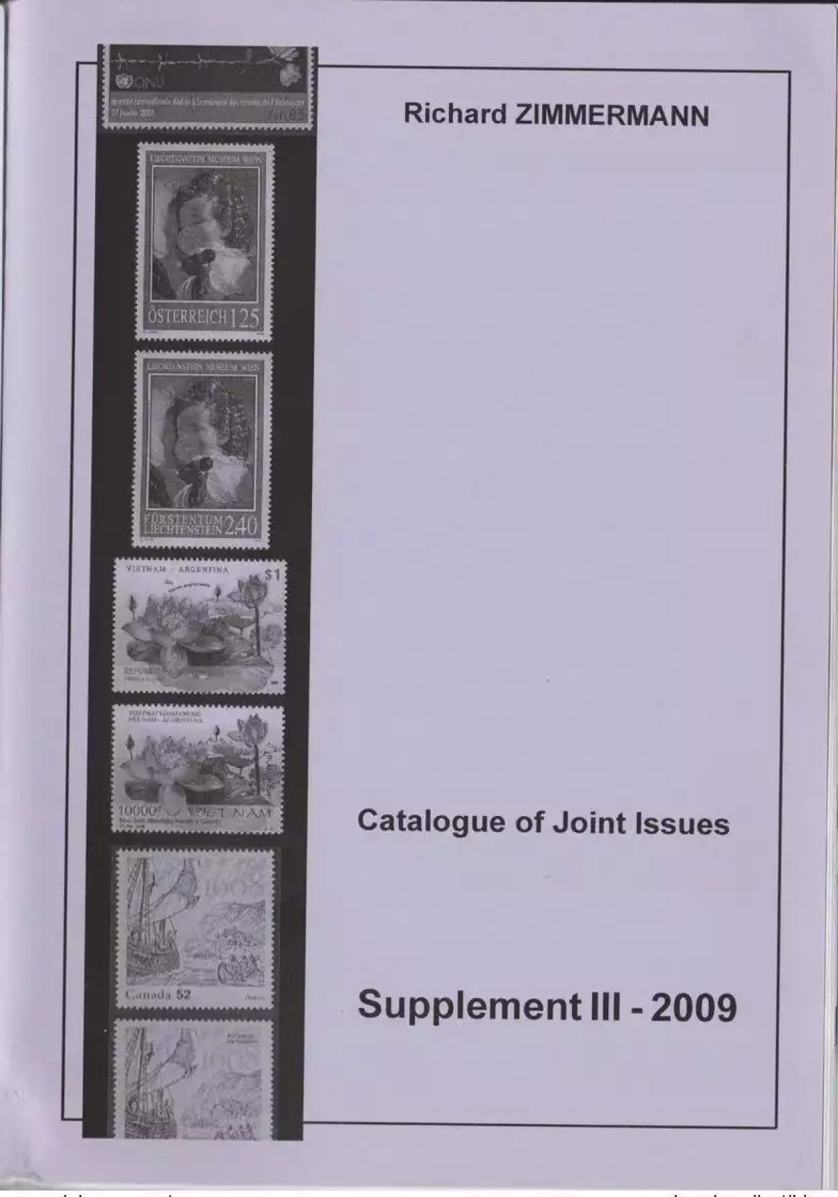 Catalogue of Joint Stamp Supplement 2009 Richard ZIMMERMANN Issue