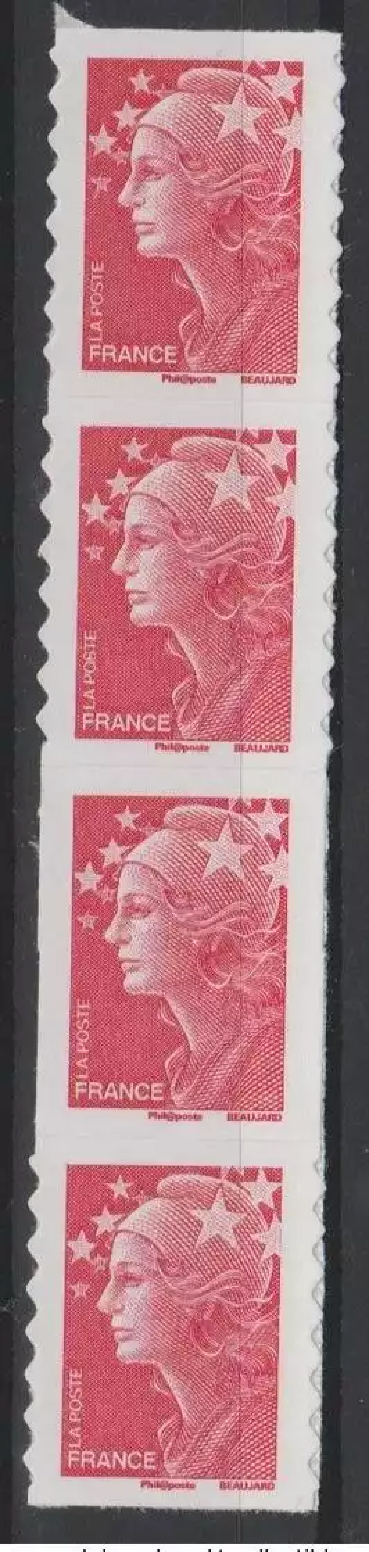France 2008 YT adhesive 175a Marianne de Beaujard IMPERF accidental Red New**