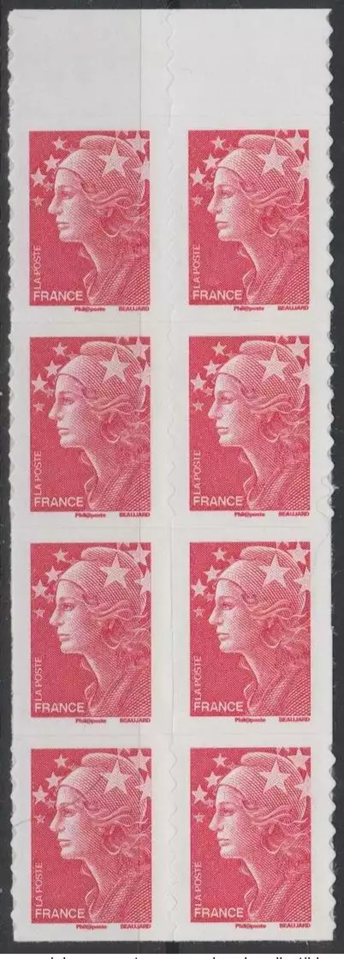 France 2008 YT adhesive 175a Marianne Beaujard 2x unserrated accidental TVP Neuf