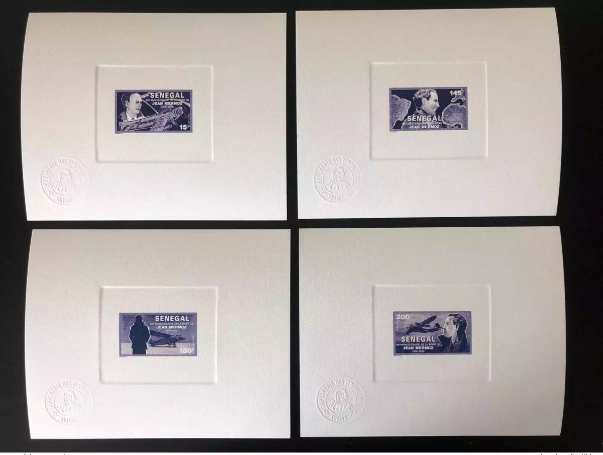 Senegal 1991/1993 Artist Proof Mi. A-D1252 Jean Mermoz Avion