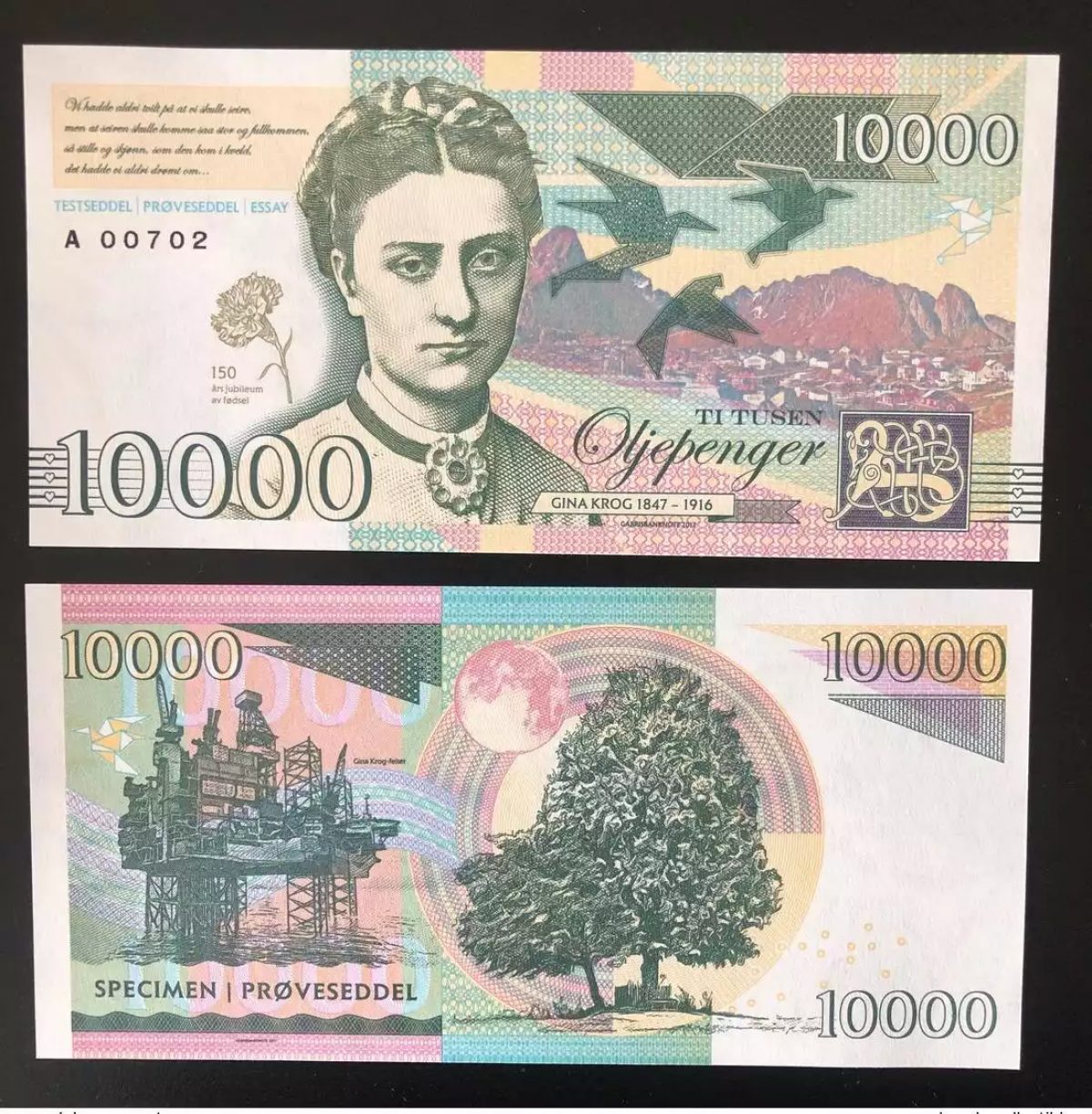 2017 Matej Gabris Norway Norwegen 10000 Oljepenger Gina Krog 1847 - 1916 ESSAY