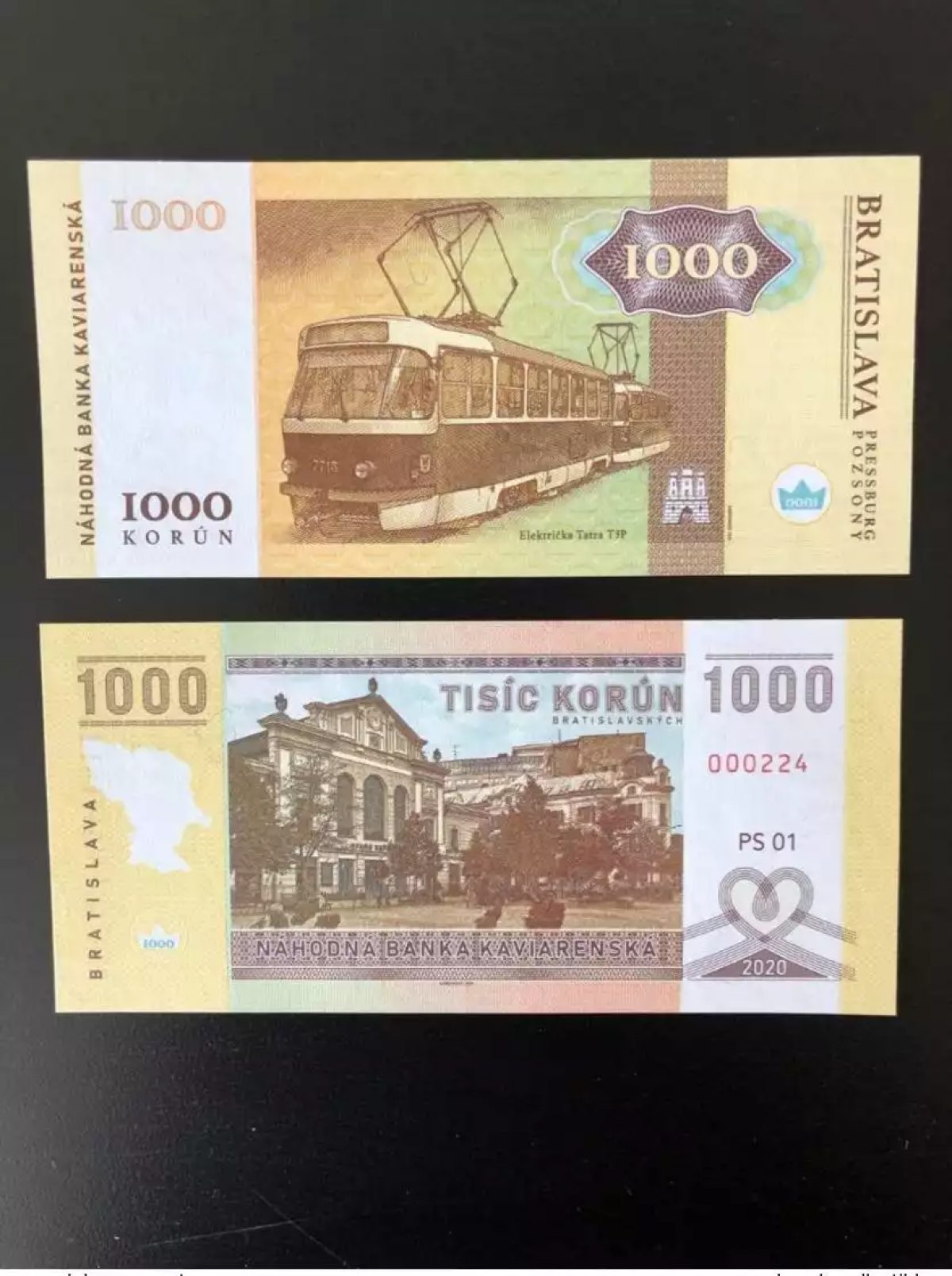 2020 Matej Gabris 1000 Korun Bratislava Elektricka Tatra  PS01 UNC ESSAY Limité