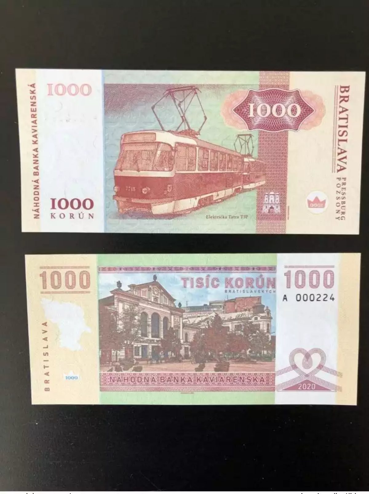 2020 Matej Gabris 1000 Korun Bratislava Elektricka Tatra Tram A UNC ESSAY Limité