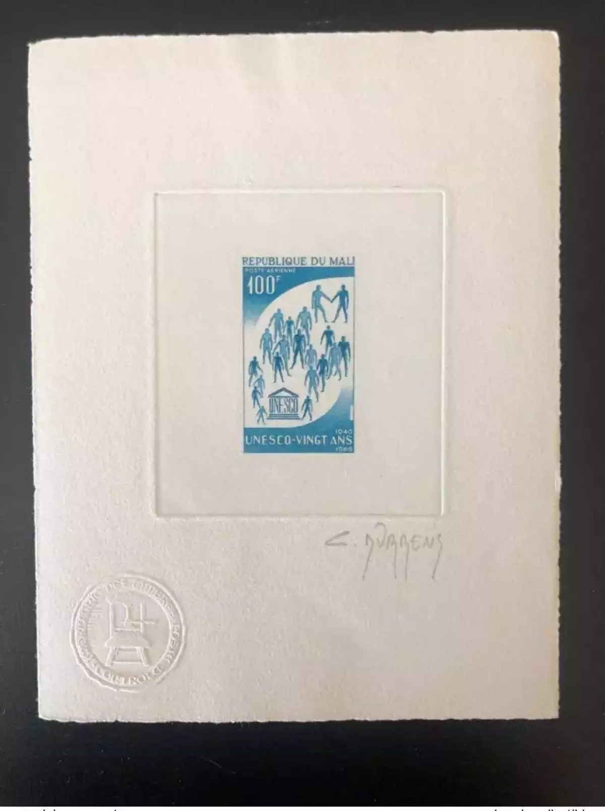 Mali 1966 Mi. 134 Epreuve d'artiste Artist Proof UNESCO 20 ans Durrens
