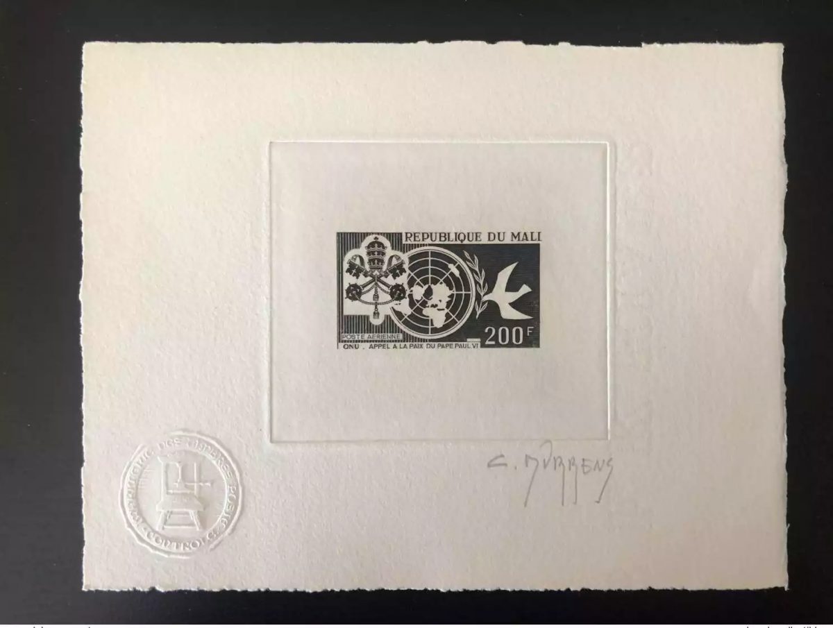 Mali 1966 Mi. 131 Artist's proof UN Peace Pope Paul VI Dove Map Vogel