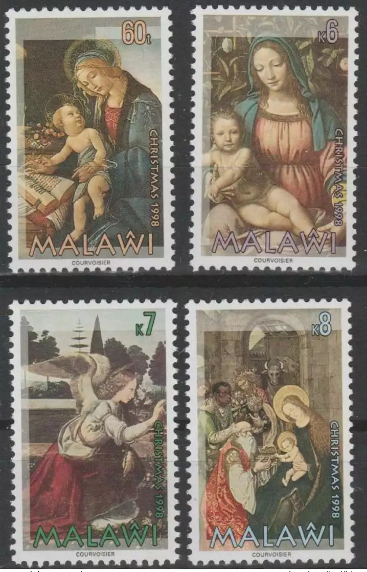 Malawi 1998 Mi. 694 - 697 Christmas Noël Natal Botticelli Da Vinci Art Painting
