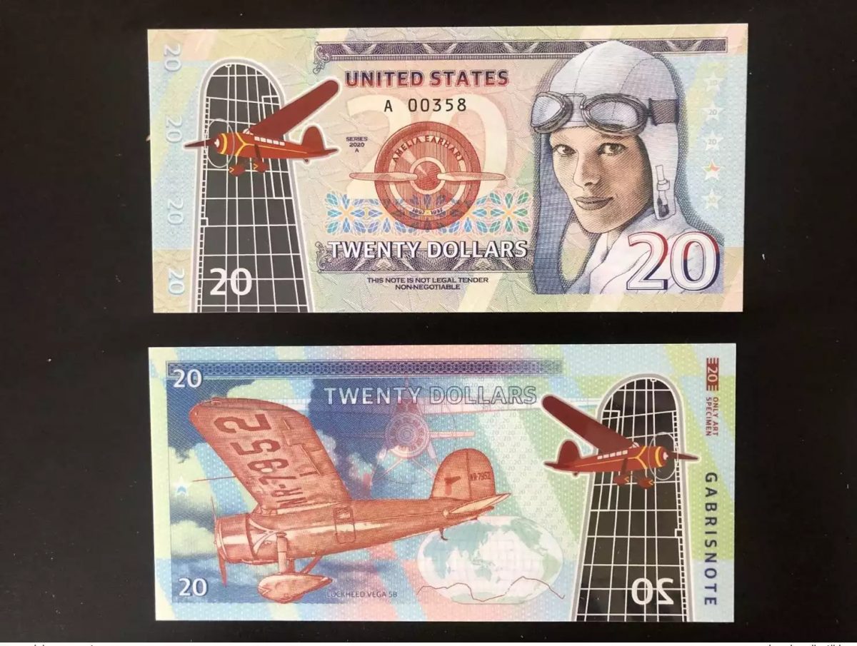 2020 Matej Gabris 20 Dollars Polymer USA Lockheed Vega Earhart SERIES A UNC