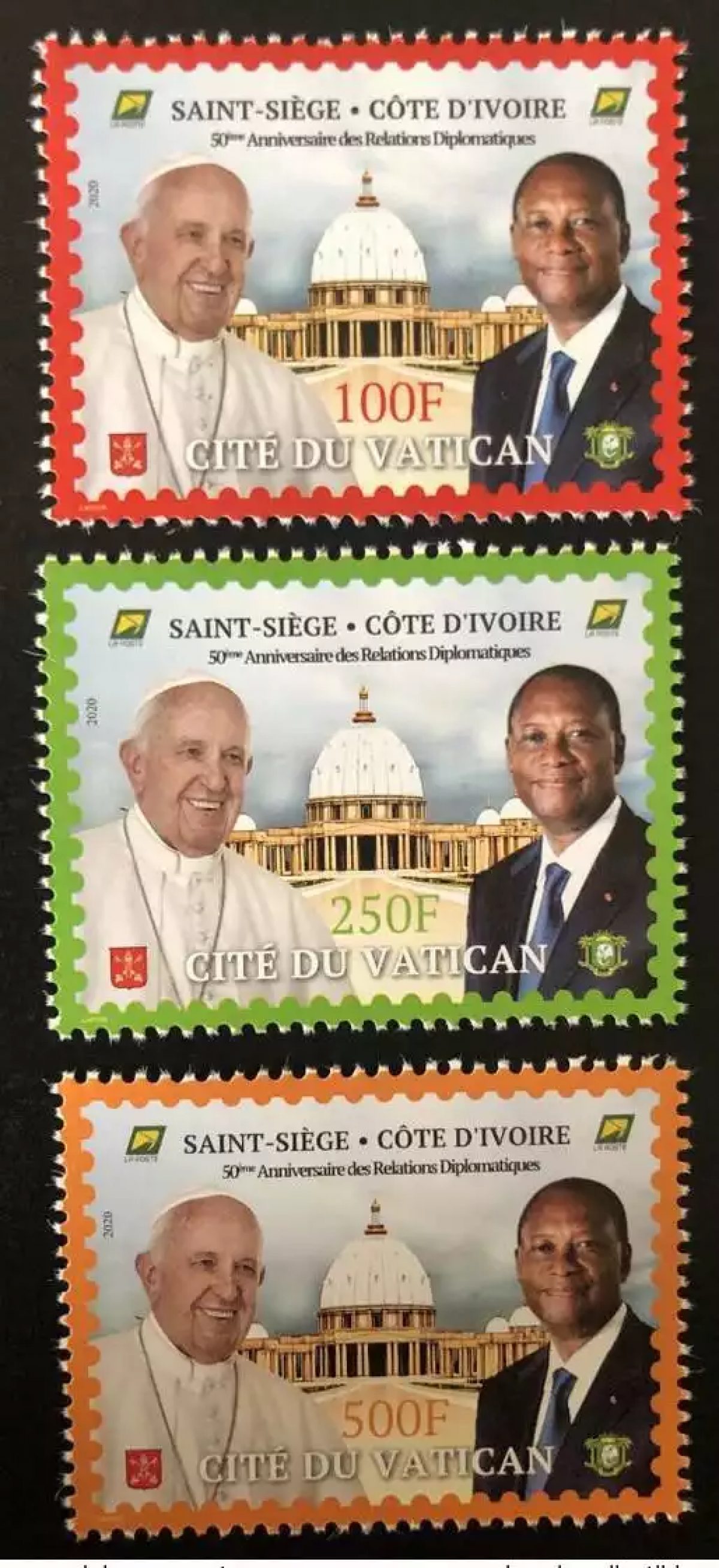 Elfenbeinküste 2020 Gemeinschaftsausgabe 50J. Beziehungen Papst Präsident