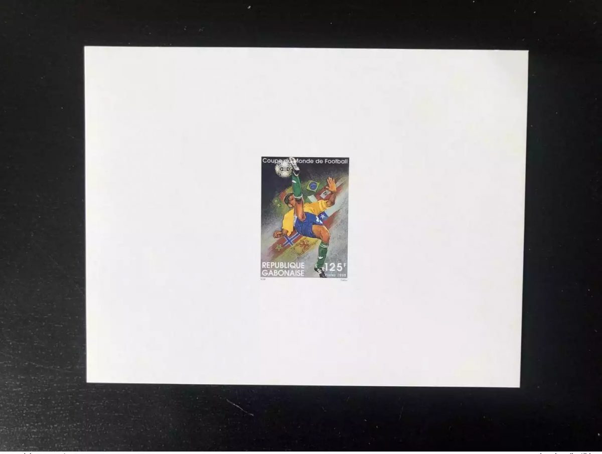 Gabon 1998 Mi. 1420 Epreuve de Luxe Coupe du Monde Football France Soccer Rare !