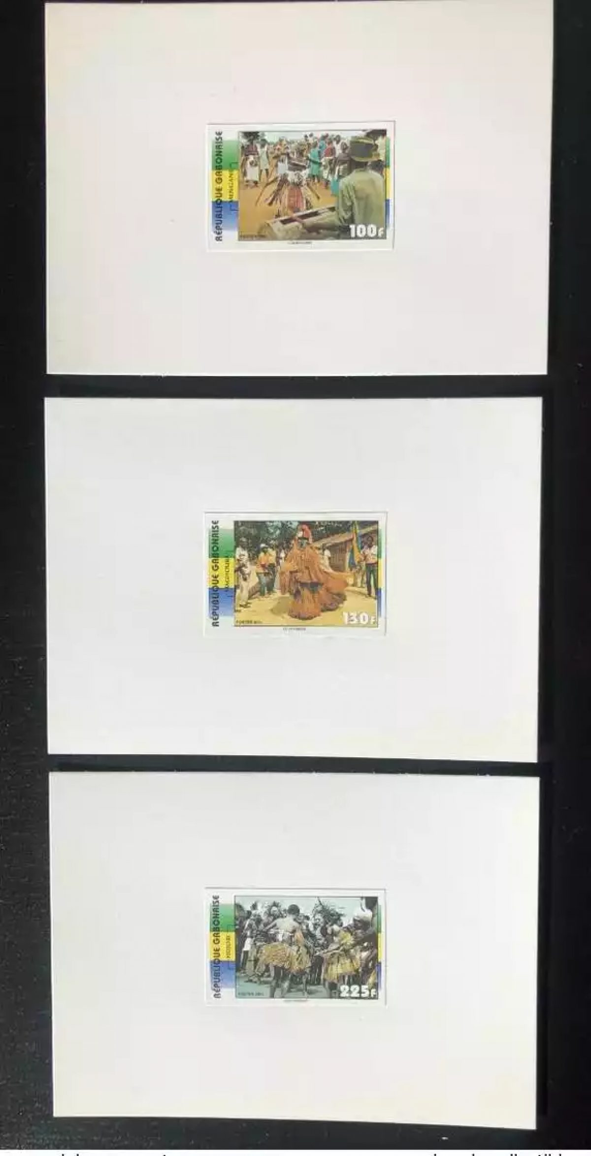 Gabon 2001 Mi. 1655 - 1657 épreuve de Luxe Danses tradtionnelles Rare !