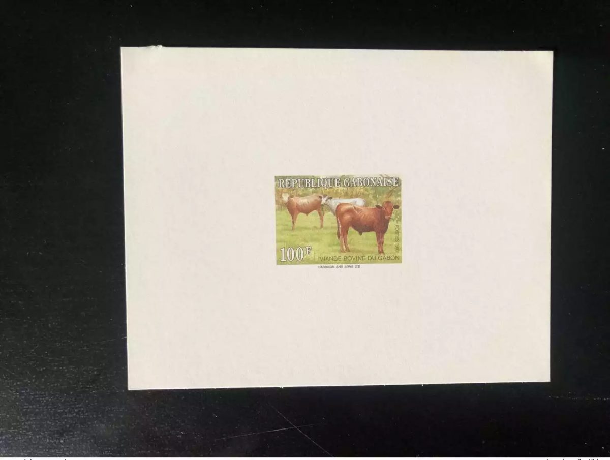 Gabon 1992 Mi. 1133 Luxury Test Bovine Meat Fleisch Rare!