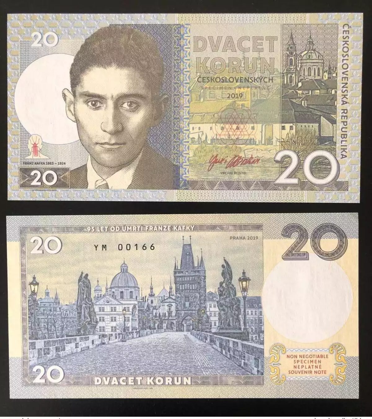 2019 Matej Gabris 20 Korun Kafka 1883 - 1924 Czechoslovakia UNC ESSAY Limited