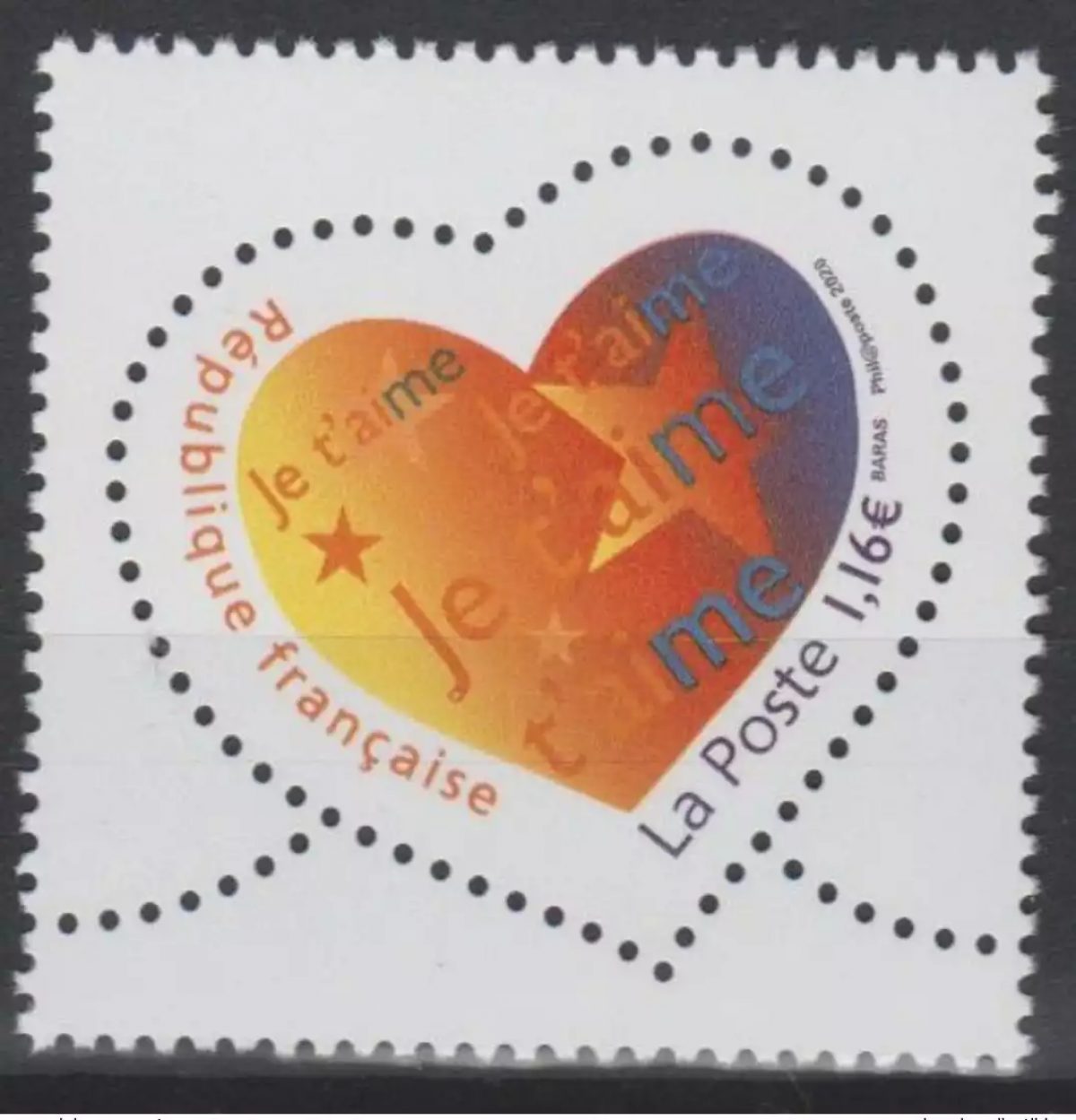 France 2020 Heart Je t'aime Amour Love 50 years engraved in history 12050 ex
