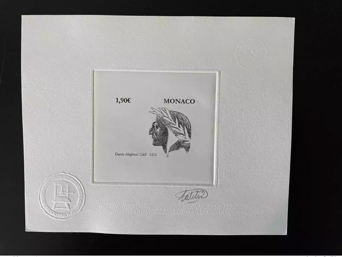 Monaco 2015 YT 2974 Epreuve d'artiste Dante Alighieri 1265 - 1321 NOIR BLACK