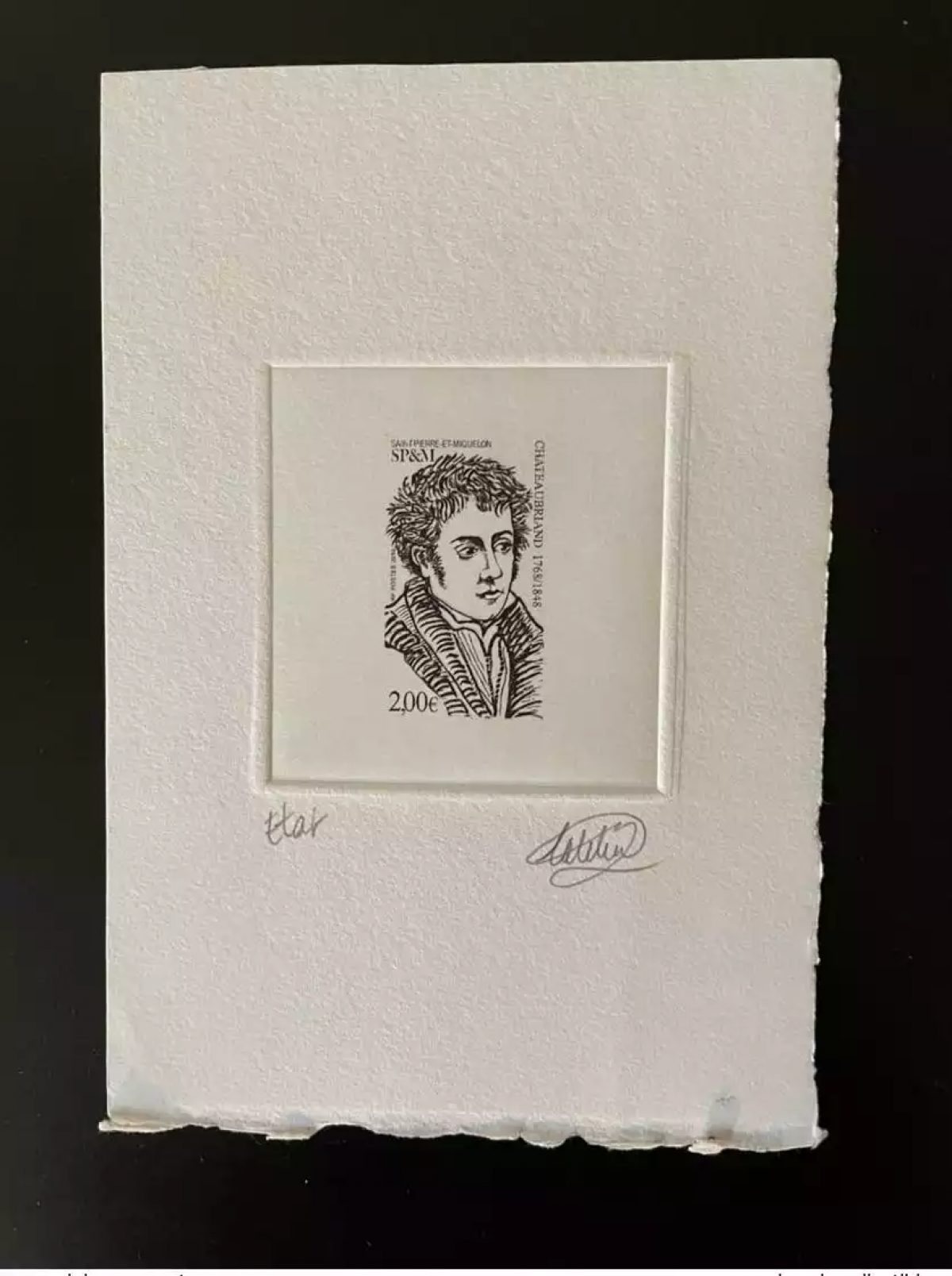 ST-PIERRE & MIQUELON 2019 Künstlerprobe ETAT Proof Chateaubriand