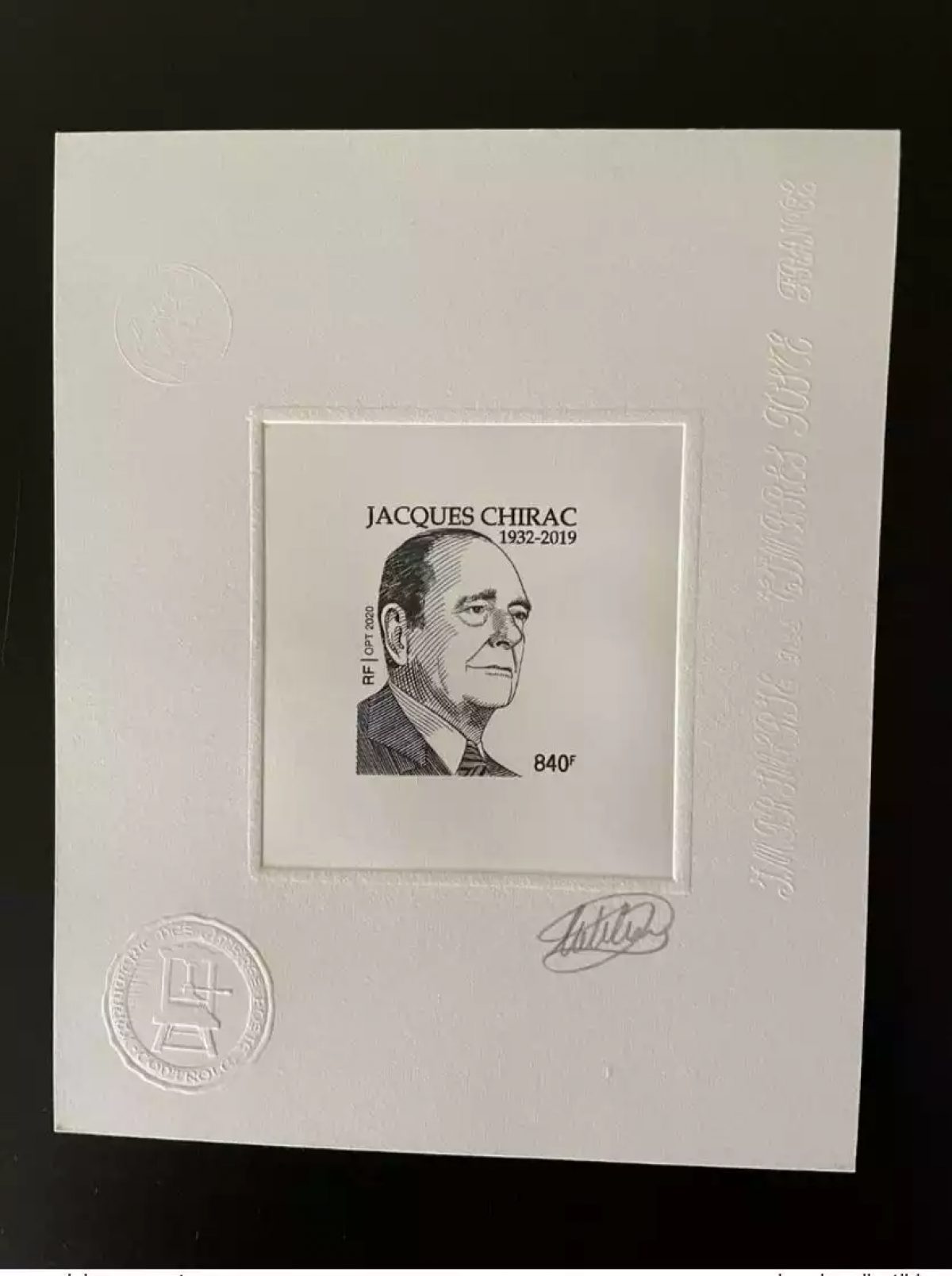 New Caledonia 2020 Artist's proof Jacques Chirac 1932 - 2019 NOIR BLACK