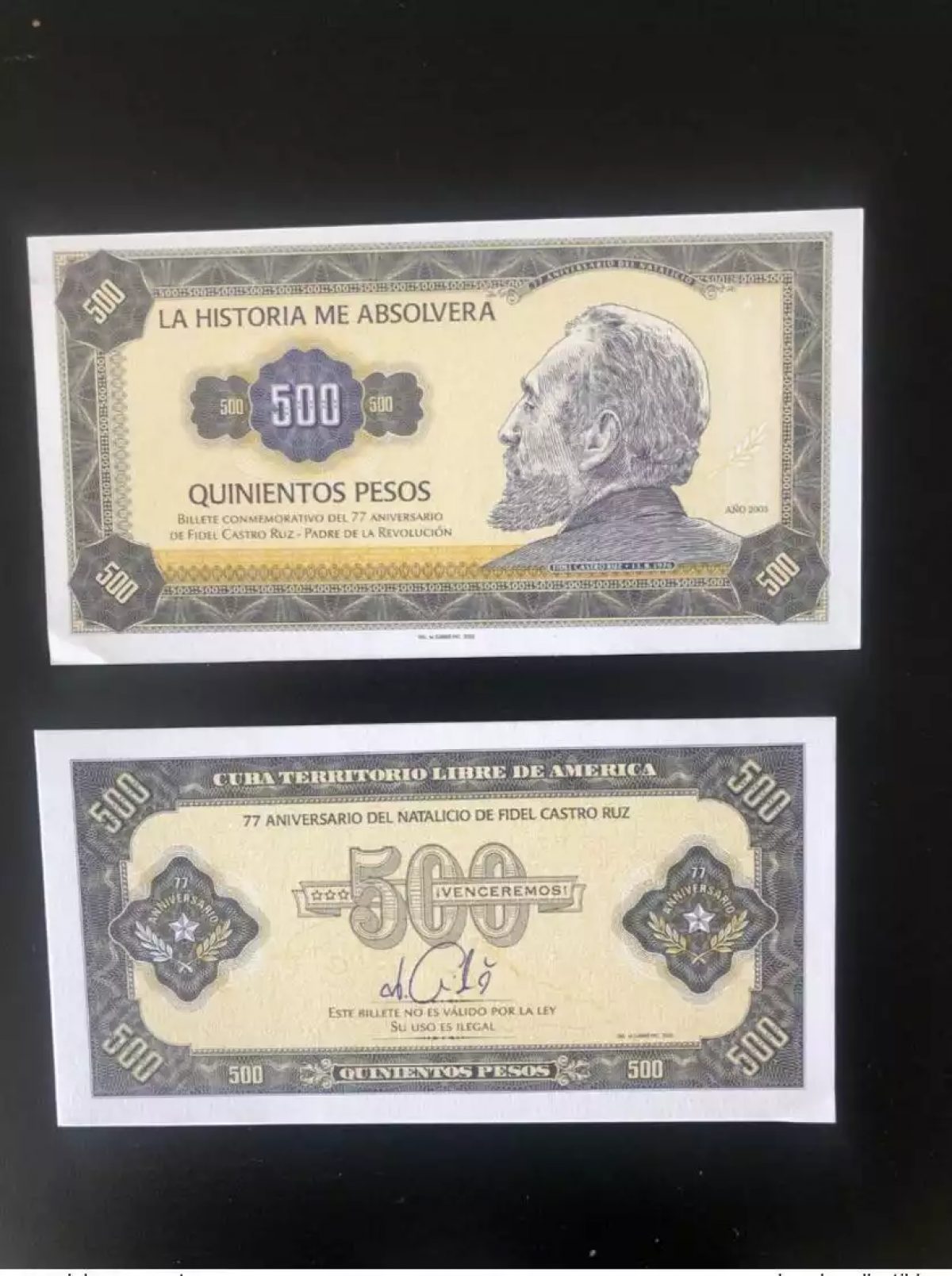 2003 Matej Gabris Fidel Castro 500 Pesos UNC SPECIMEN ESSAY Limited edition