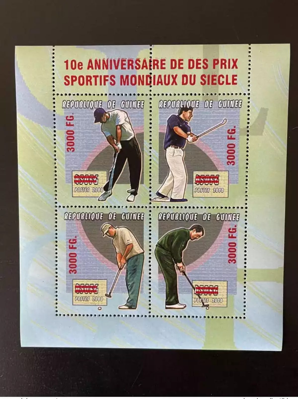 Guinée 2009 Mi. 6735 - 6738 surchargé Prix Sportifs Mondiaux année Golf Sport
