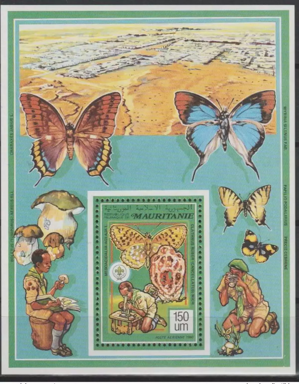Mauritanie 1990 / 1991 Mi. Bl. 74 Scoutisme Scouts Pfadfinder Papillon Butterfly