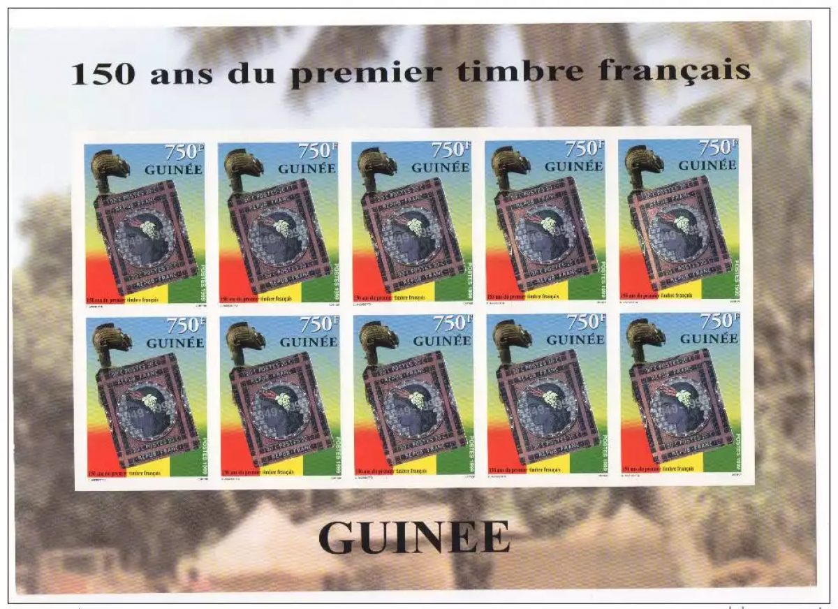 Guinée 1999 Mi. 2464  ND Kleinbogen premier timbre français Hologramm hologramme