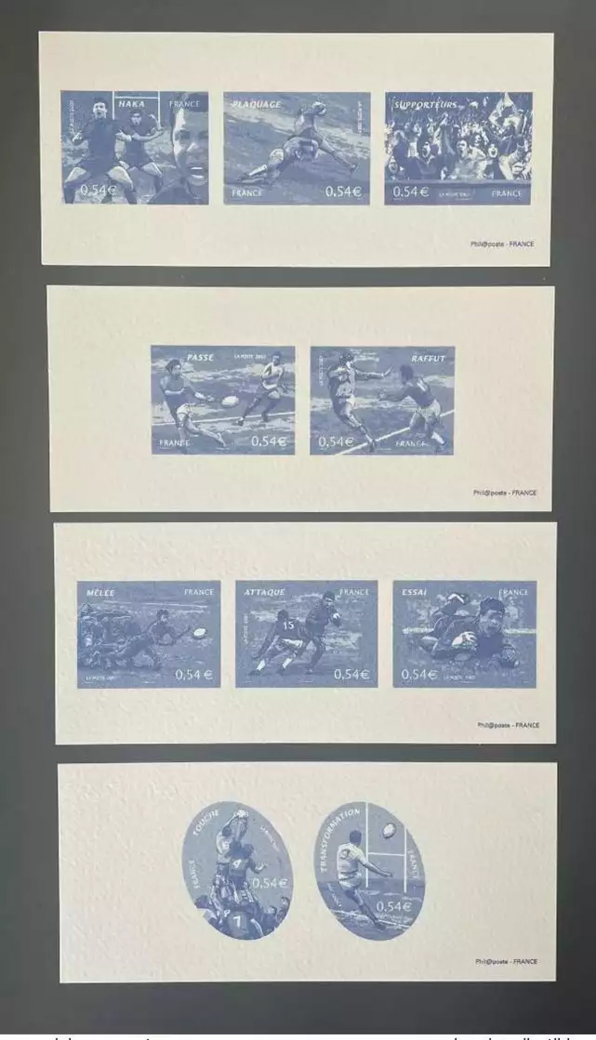 FRANCE 2007 - GRAVURES POSTE 4063 à 4072 COUPE DU MONDE DE RUGBY WORLD CUP BLOC