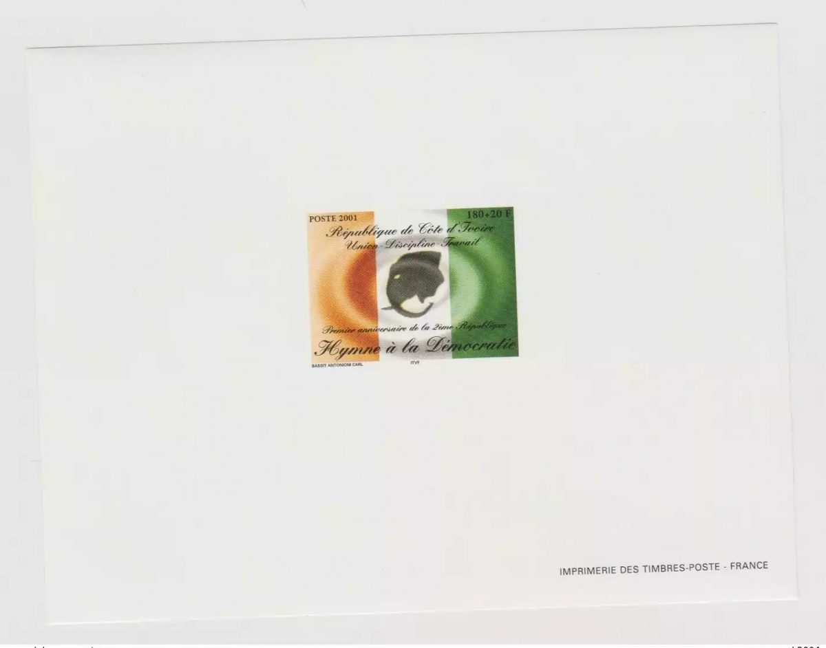 Ivory Coast Luxury Proof 2001 Mi. 1283 Republic Democracy Wildlife Elephant