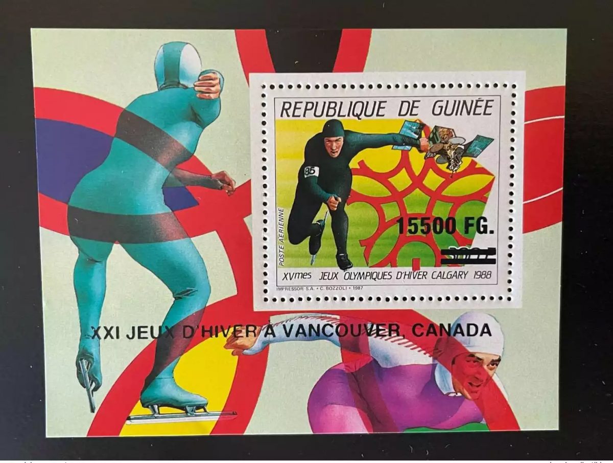Guinée 2009 Mi. Bl. 1725 Surchargé Calgary 1988 Jeux Olympiques patinage