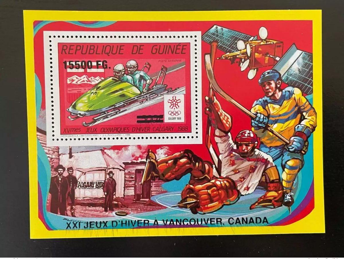 Guinée 2009 Mi. Bl. 1727 Surchargé Calgary 1988 Jeux Olympiques Bobsleigh