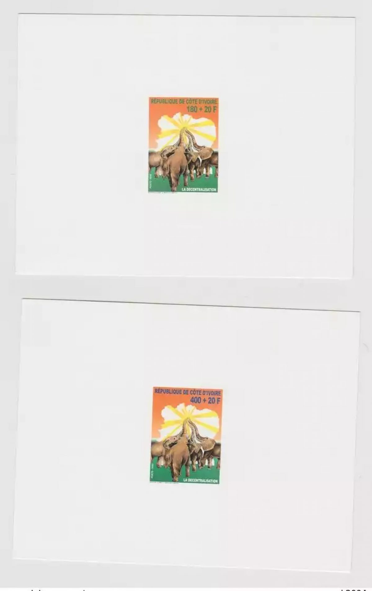 Ivory Coast 2002 Mi. 1298 - 1299 Proof Luxury Decentralization Elephant Wildlife