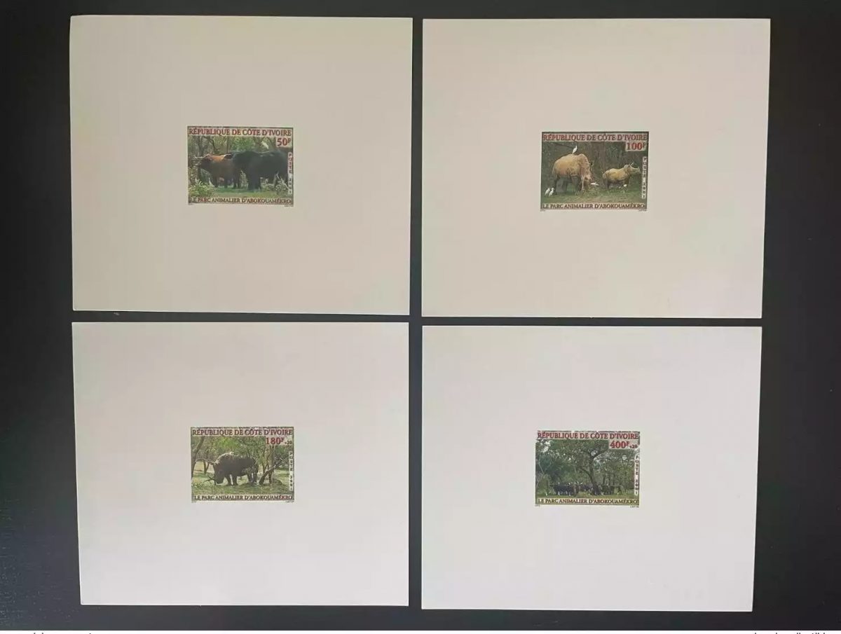 Côte d'Ivoire 2001 Mi. 1269 - 1272A De Luxe Abokouamékro Faune Rhinocéros Buffle