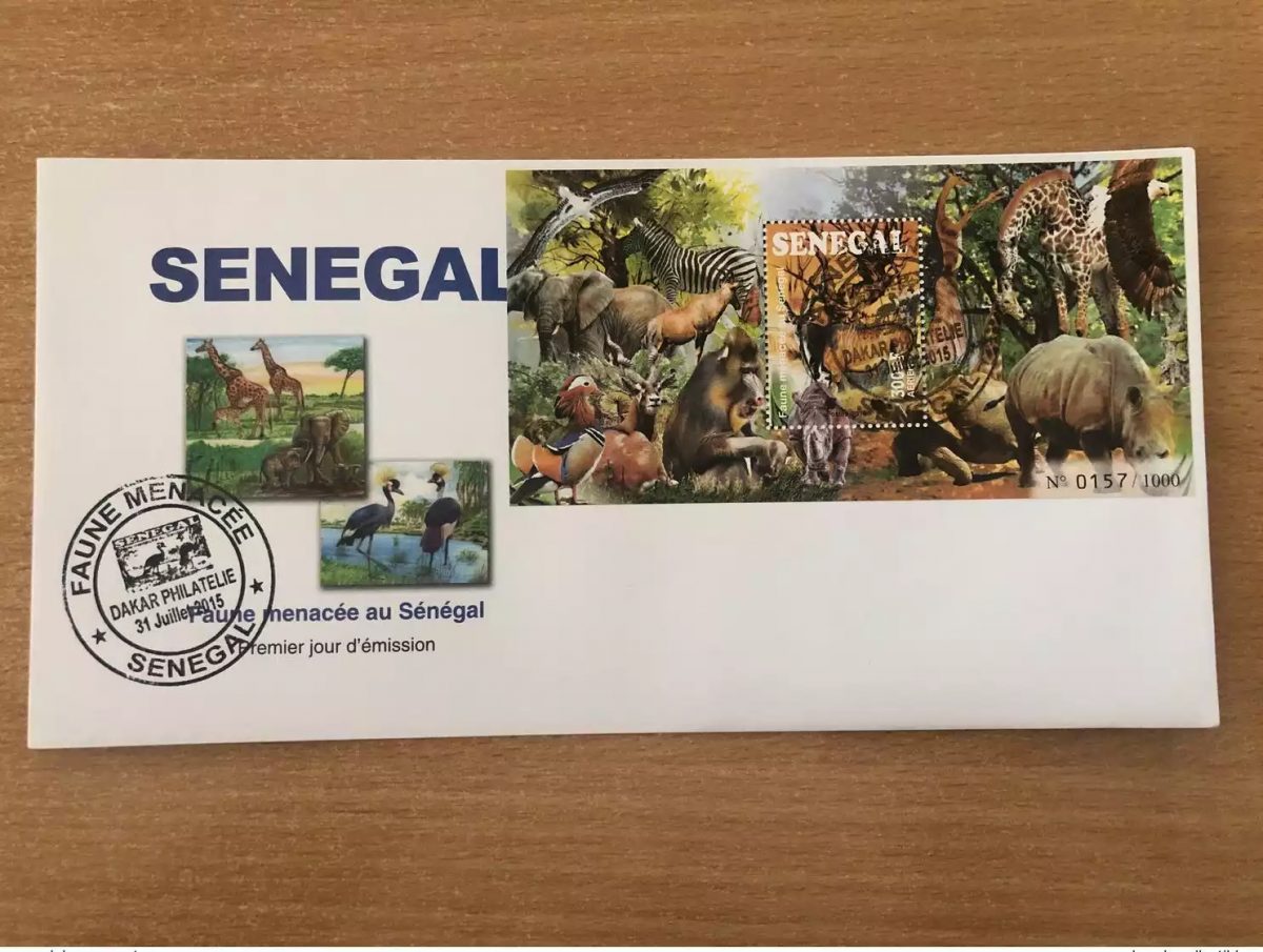 Senegal 2015 FDC Mi. Bl. 109 Endangered Wildlife Elephant Giraffe Duck Eagle