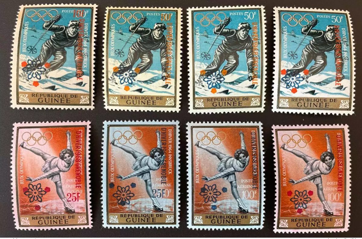 Guinée Guinea 1968 Mi. A-G 465 surchargé Grenoble Jeux Olympiques Hiver Olympia