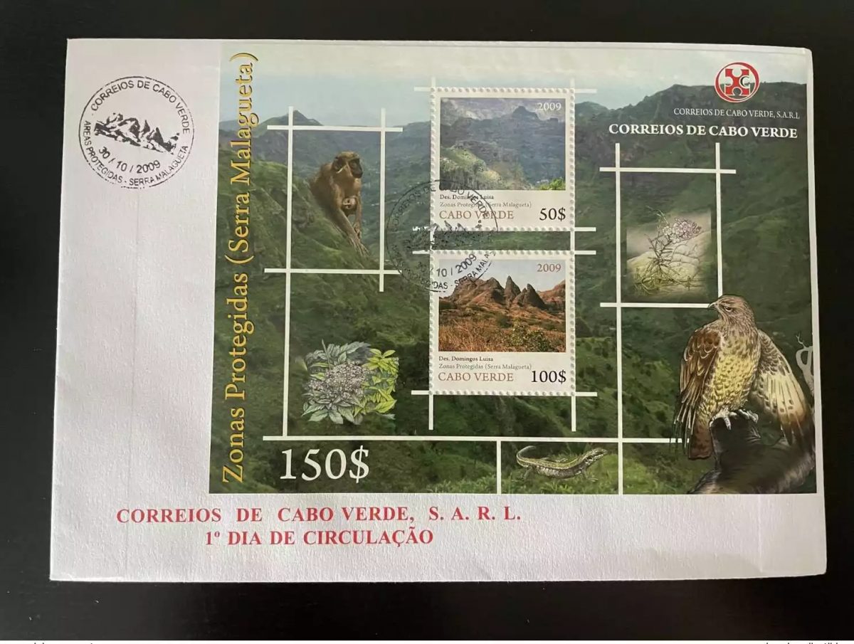 Cabo Verde 2009 Mi. Bl. 41 FDC Serra Malagueta Areas Protegidas Raptor Monkey