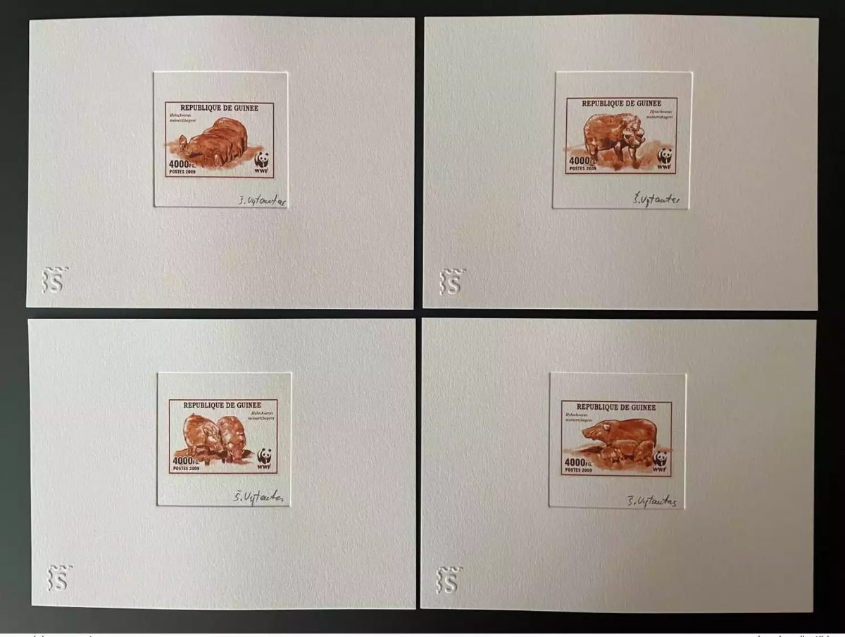 Guinea 2009 Artist's proof Mi. 6714 - 6717 WWF Panda fauna Hylochoerus Rouge