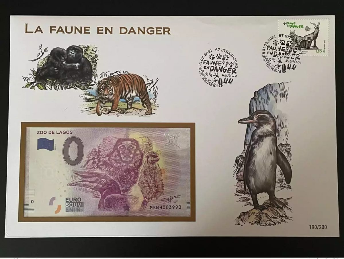 Euro Souvenir banknote Cover France 2021 Europa CEPT Faune en Danger Strasbourg