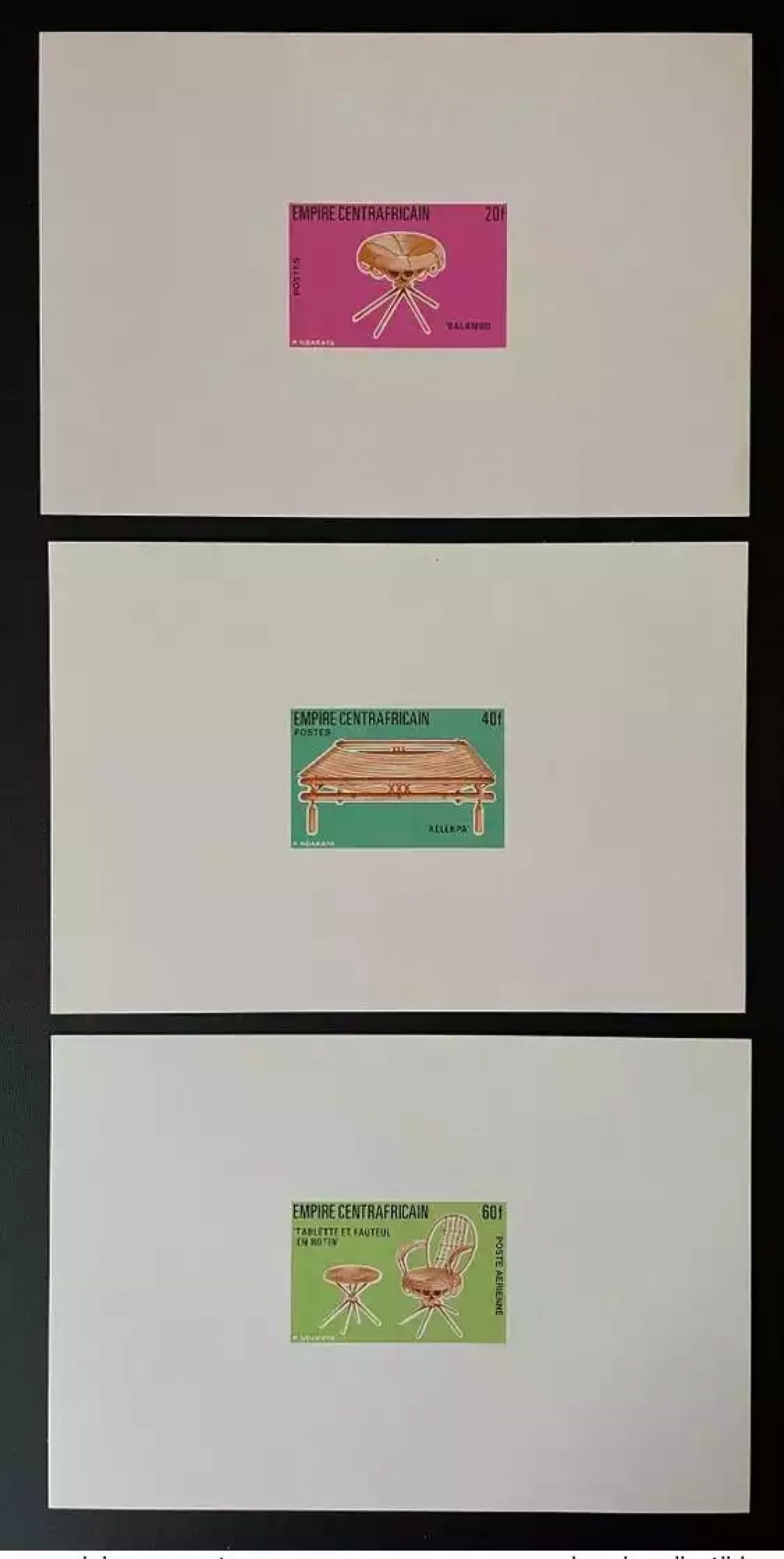 Centrafricaine 1978 Mi. A-C 537 Epreuve de Luxe ND Artisanat Handwerk Handicraft