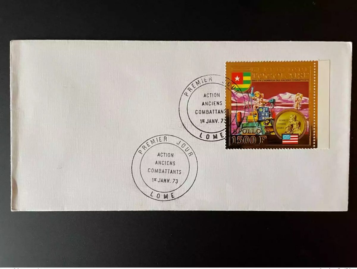 Togo 1973 Mi. Bl. 73 FDC 1er Jour Cover Or Apollo 17 Espace Anciens Combattants