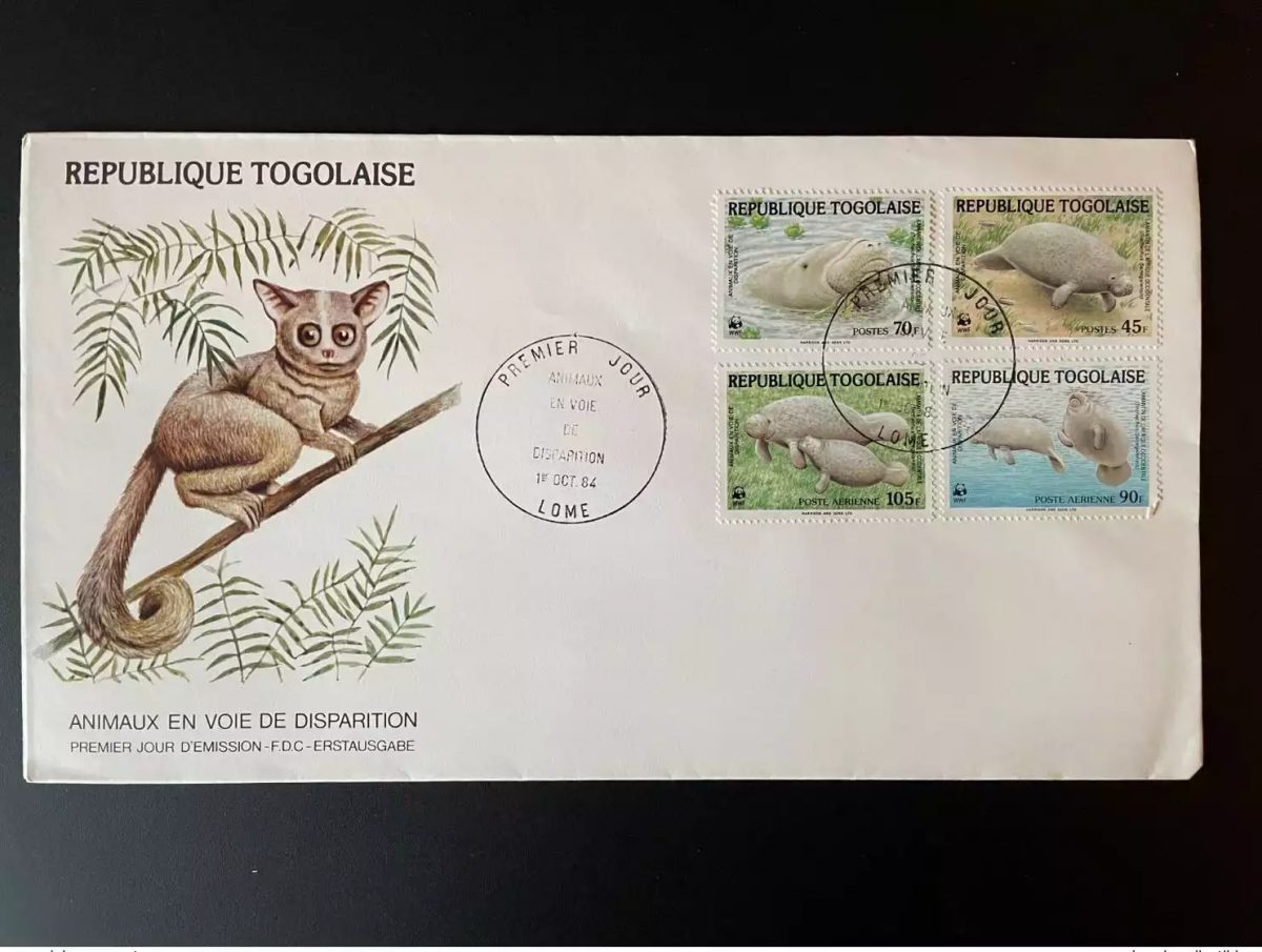 Togo 1984 Mi. 1763 - 1766 FDC LOCAL WWF Animaux voie disparition Lamantin faune