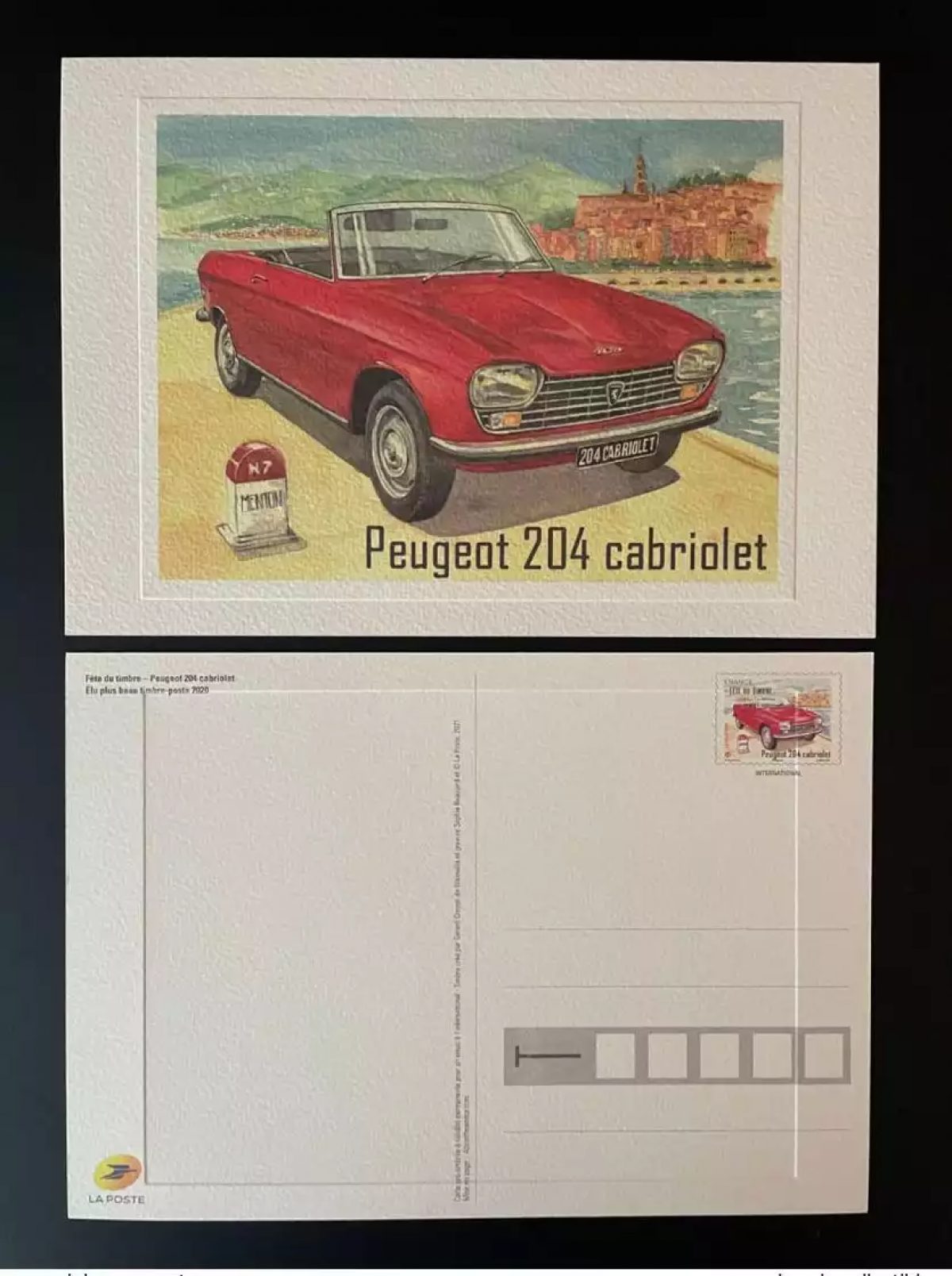France 2021 Entire Peugeot 204 Cabriolet Premium Card Road N7 Car Party