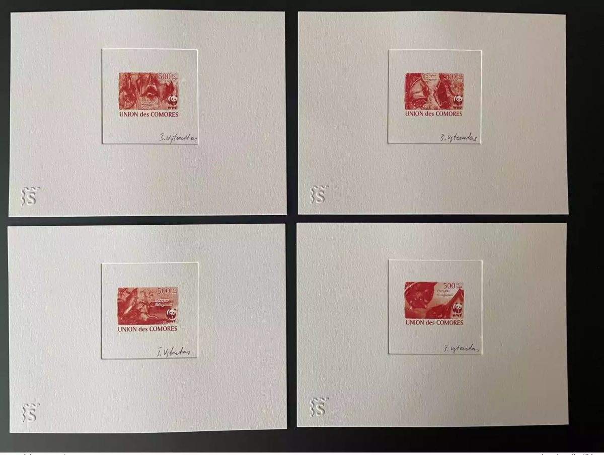 Comoros 2009 Artist's Proof Mi. 1537 - 1540 WWF Red Bat Panda