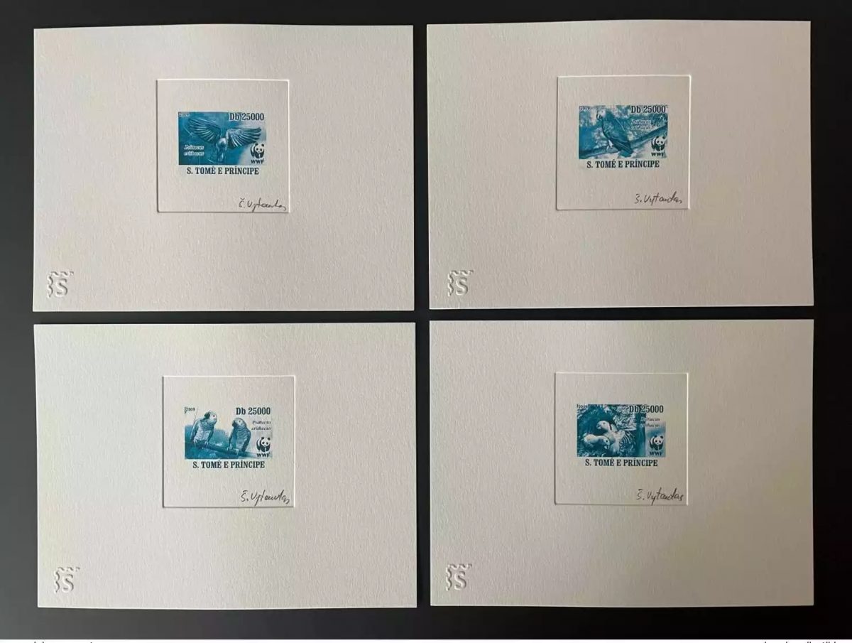 Sao Tome 2009 Artist's proof Mi. 2908 - 2911 WWF Panda fauna bird Parrot BLEU