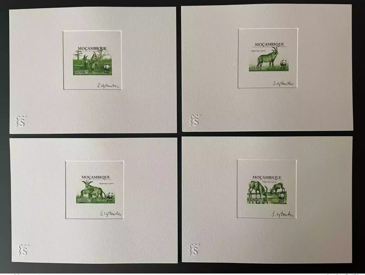 Mozambique 2010 Artist's proof Mi. 2986 A-D WWF Panda fauna Hippotragus VERT