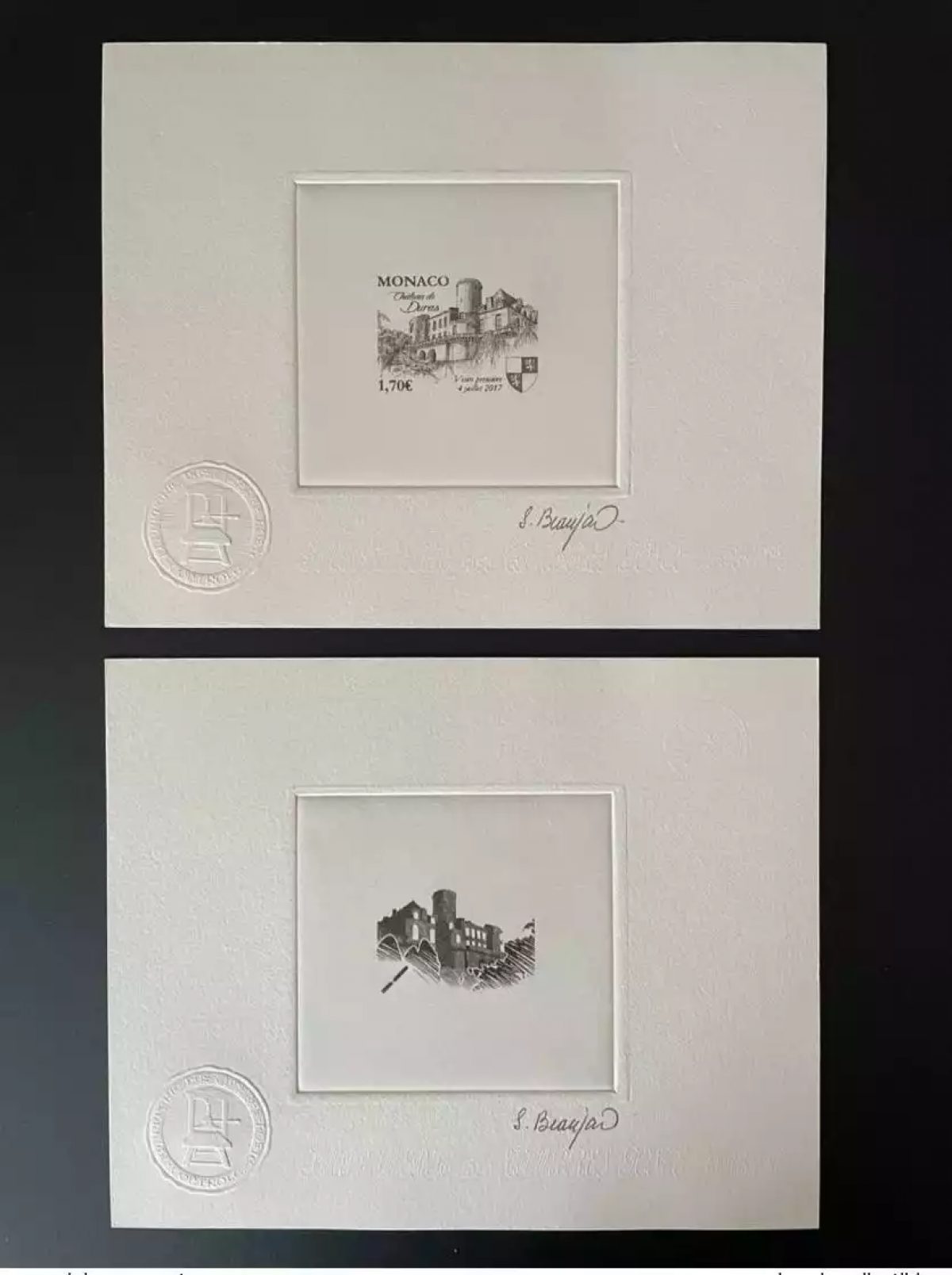 Monaco 2017 YT 3100 Epreuve d'artiste Château Duras Visite Princière noir