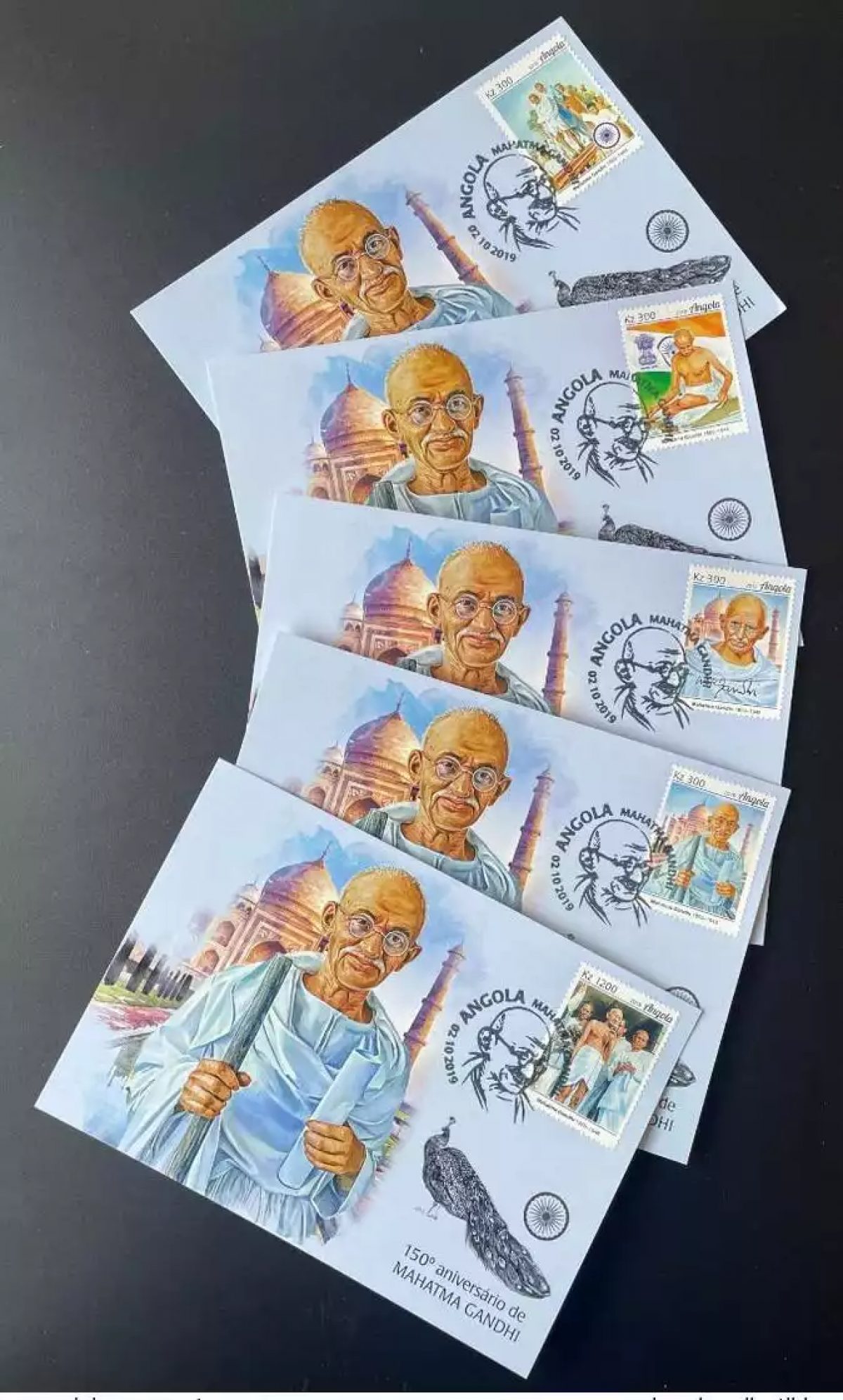 Angola 2019 Mi. ? Carte Maximum Maxi Card Mahatma Gandhi India Taj Mahal Oiseau