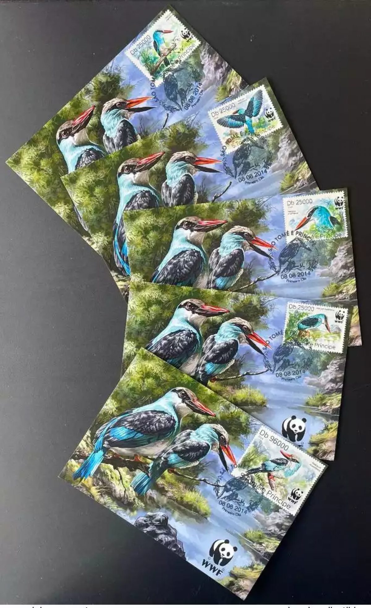S. Tomé et Principe 2014 Mi. 5659 - 5663 Carte Maximum WWF Panda Oiseau Alcyon